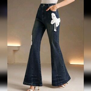 Fashionable Commuter Modern Butterfly Flare Pants For Women, Dark Color